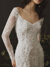 Long Sleeves Sheath Wedding Dresses Lace Appliqued Gowns JKZ6202