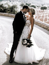 Stunning Sweetheart A-line Wedding Dresses Tulle Appliqued Gowns JKZ6206