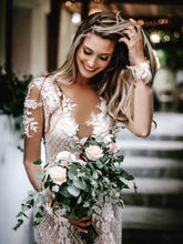 Unique Bateau Lace Wedding Dresses Mermaid long Sleeves Gowns JKZ6201