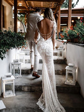 Unique Bateau Lace Wedding Dresses Mermaid long Sleeves Gowns JKZ6201