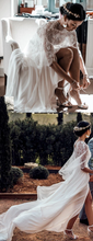 Two Piece Lace Chiffon Convertible Beach Wedding Dresses NA1201