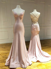 Mermaid/Trumpet Prom Dress Pink Satin Criss Cross Long Evening Gowns JKZ8616|Annapromdress