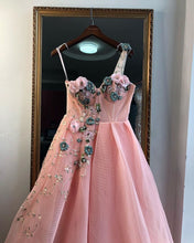One Shoulder 3D Appliques A-Line Pink Tulle Long Prom Dress JKZ8717|Annapromdress