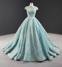 Gorgeous High Neck Ball Gowns Sparkly Beaded Long Prom Dress Evening Dresses JKG040