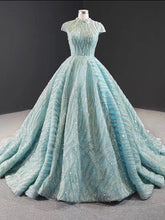 Gorgeous High Neck Ball Gowns Sparkly Beaded Long Prom Dress Evening Dresses JKG040