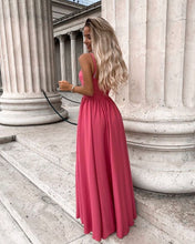 A-line V neck Lace Prom Dresses Watermelon Formal Gowns JKP403
