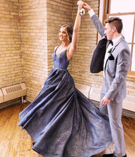 A-line Double Strap Long Prom Dresses Spatkly Evening Dresses JKM3014|Annapromdress