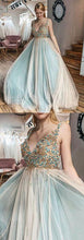 A-line V neck Beaded Tulle Evening Dress Senior Prom Dress JKM3008|annapromdress