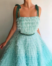 Ball Gown Spaghetti Straps Gradient Tulle Long Prom Dress Ruffles Chic Prom/Evening Gowns YSD334|Annapromdress