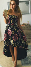 Unique Floral High Low Prom Dress Strapless Satin Prom/Party Dress for Teens YSF2905|annapromdress