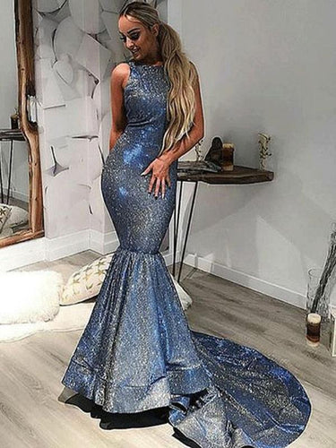 Sparkly Sequin Mermaid Prom Dress Brush/Sweep Train Sexy Backless Long Prom/Evening Dress YSF2906|annapromdress