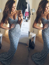 Sparkly Long Prom Dress with Straps Sexy Sheath Backless Evening Party Dress YSF693|Annapromdress