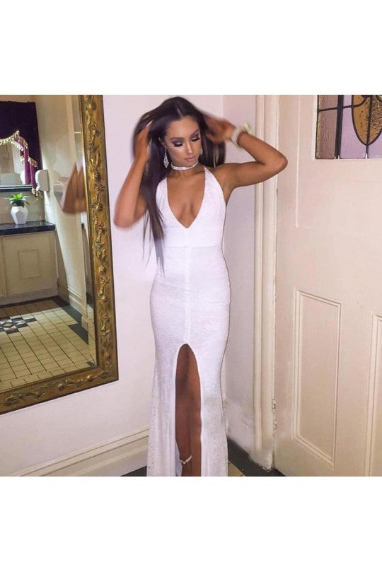 Lace Prom Dress with High Slit Sexy Deep V Neck Mermaid Long Backless Anna PromDress Lace Prom Dress with High Slit Sexy Deep V Neck Mermaid Long Backless Anna PromDress