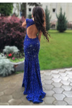 Royal Blue Lace Beadings Prom Dress Mermaid Sexy Backless Long Prom/Evening Dress YSF698|Annapromdress