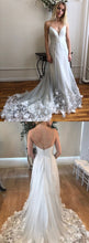 Sexy Deep V Neck Spaghetti Straps Ivory Long Prom Dresses Appliques Bottom Backless Prom Dress YST2906|annapromdress