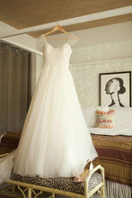 Boho Wedding Dresses Cap Sleeve with Beadings Elegant Tulle A Line Vintage Wedding Dress YSG6901|annapromdress