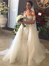 Princess Wedding Dress Off-the-shoulder Detachable Train Lace Bridal Gown YSJ1972|Annapromdress