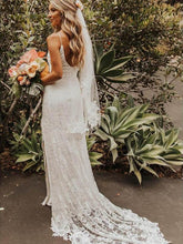 Unique Bohemian Wedding Dress with Slit Sexy V-Neck Lace Simple Bridal Gown YSJ1974|Annapromdress