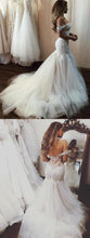 Sexy Mermaid Wedding Dress Off-the-Shoulder Appliques Bridal Gown Brush/Sweep Train YSJ1977|annapromdress