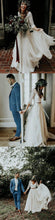 Sexy V-neck 3/4 Sleeves Boho Wedding Dress A Line Beach Wedding Dress Bridal Gown YSJ1979|annapromdress