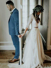 Sexy V-neck 3/4 Sleeves Boho Wedding Dress A Line Beach Wedding Dress Bridal Gown YSJ1979|annapromdress