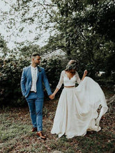 Sexy V-neck 3/4 Sleeves Boho Wedding Dress A Line Beach Wedding Dress Bridal Gown YSJ1979|annapromdress