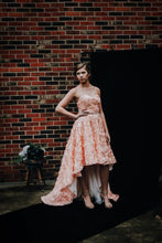 Romantic Sweetheart High Low Pink Flower Wedding Dress with Belt Rustic Wedding Gowns YSL1774|annapromdress