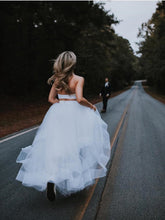 Ball Gown Two Piece Tulle Simple Wedding Dress Country Wedding Gowns Backless YSQ157|annapromdress