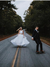 Ball Gown Two Piece Tulle Simple Wedding Dress Country Wedding Gowns Backless YSQ157|annapromdress