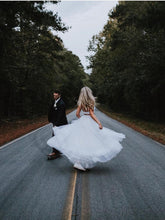 Ball Gown Two Piece Tulle Simple Wedding Dress Country Wedding Gowns Backless YSQ157|annapromdress