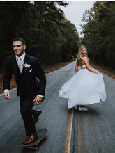 Ball Gown Two Piece Tulle Simple Wedding Dress Country Wedding Gowns Backless YSQ157|annapromdress