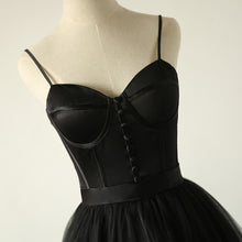 Ball Gown Spaghetti Straps Black Tulle Prom Dress Long Brush/Sweep Train Prom/Evening Dress YSR0713|annapromdress