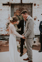 Boho Lace Long Sleeves Wedding Dress Open Back A Line Rustic Wedding Dress Bridal Gown YSR234|annapromdress