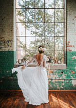Boho Lace Long Sleeves Wedding Dress Open Back A Line Rustic Wedding Dress Bridal Gown YSR234|annapromdress