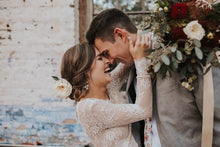 Boho Lace Long Sleeves Wedding Dress Open Back A Line Rustic Wedding Dress Bridal Gown YSR234|annapromdress