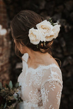 Boho Lace Long Sleeves Wedding Dress Open Back A Line Rustic Wedding Dress Bridal Gown YSR234|annapromdress