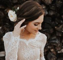 Boho Lace Long Sleeves Wedding Dress Open Back A Line Rustic Wedding Dress Bridal Gown YSR234|annapromdress