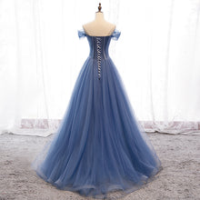 Modest Tulle A Line Long Prom Dresses Cap Sleeve Sweetheart Stunning Beading Prom/Evening Dress YSR339|annapromdress