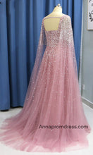 Crystal Beaded A Line Long Prom Dress Modest Tulle Arabic Prom/Evening Dress with Sleeves YSR551