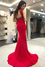 Chic High Neck Beadings Red Long Prom Dresses Backless Mermaid Prom/Evening Dress YST2904|annapromdress