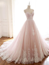 Charming Elegant Beautiful Long Lace UP Pink Beaded Princess Prom Dresses GJS165