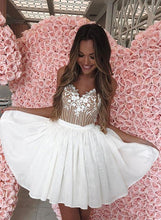Spaghetti Straps V-neck Homecoming Dress Appliques A-line Short Prom Dress ZWP1901|Annapromdress