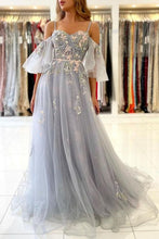 Vintage Long Tulle Evening Prom Dress  With Appliques GJS263