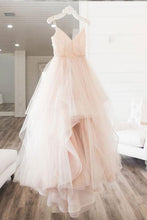 A-Line Spaghetti Straps Sleeveless Tulle Long Wedding Dress,Prom Dress GJS145