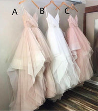 A-Line Spaghetti Straps Sleeveless Tulle Long Wedding Dress,Prom Dress GJS145
