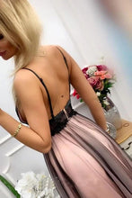 A-Line Tulle Beaded V-neck Long Prom Dress JKS6733