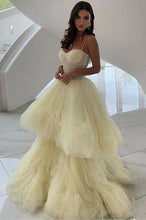 Yellow Tulle Sweetheart A-Line Long Prom Dress JKS6734