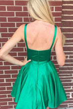 Illusion Insert Short Green Homecoming Dress Simple Cocktail Dress ANN5504