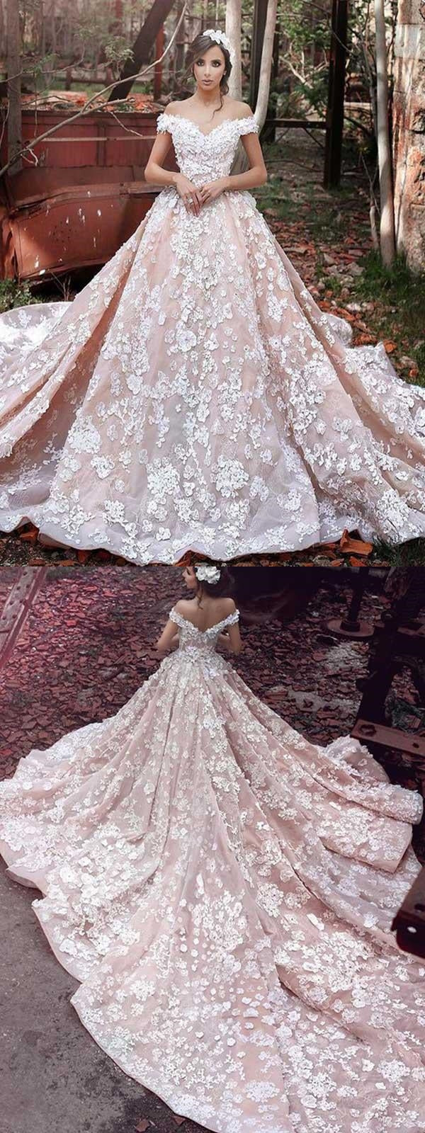 Ball Gown Wedding Dress Flowy V-neck Cap Sleeves Long Train Luxury Lac Anna PromDress Ball Gown Wedding Dress Flowy V-neck Cap Sleeves Long Train Luxury Lac Anna PromDress