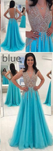 Beautiful Prom Dresses V-neck Slit Sexy Rhinestone Prom Dress/Evening Dress JKL175|Annapromdress